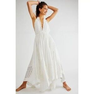 Free People Free-est Norina Maxi Long Dress Lace Halter Exposed Back XL 286399